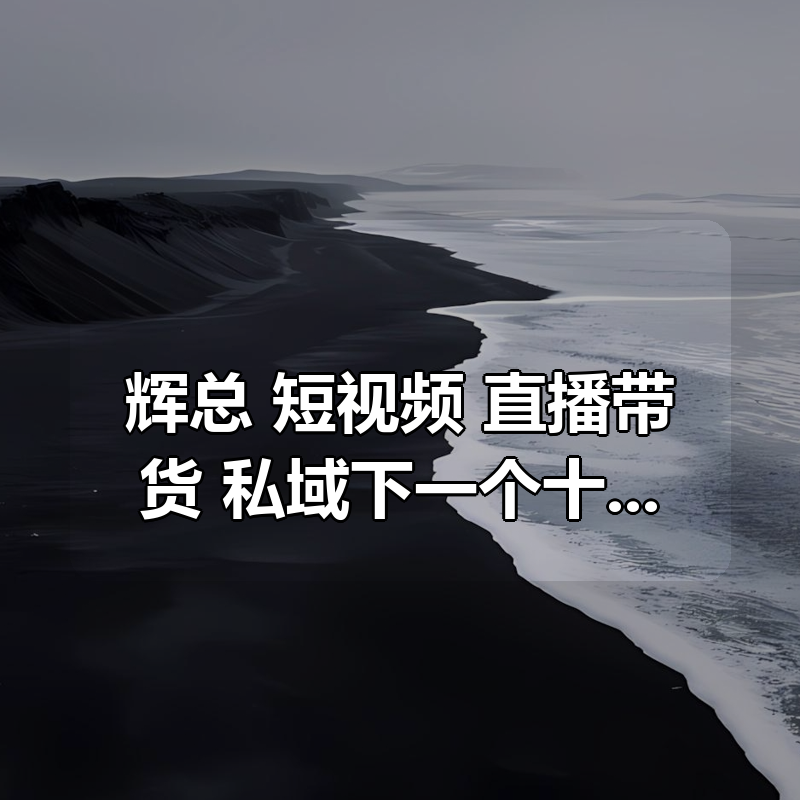辉总：短视频+直播带货+私域下一个十年|shaocun资源站 - 你的知识成长补给站