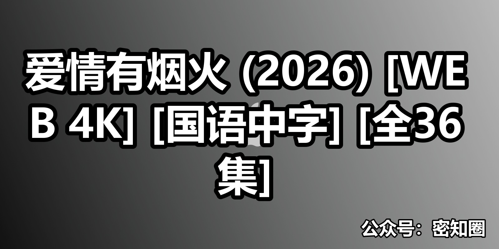 爱情有烟火 (2026) [WEB 4K] [国语中字] [全36集]|shaocun资源站 - 你的知识成长补给站