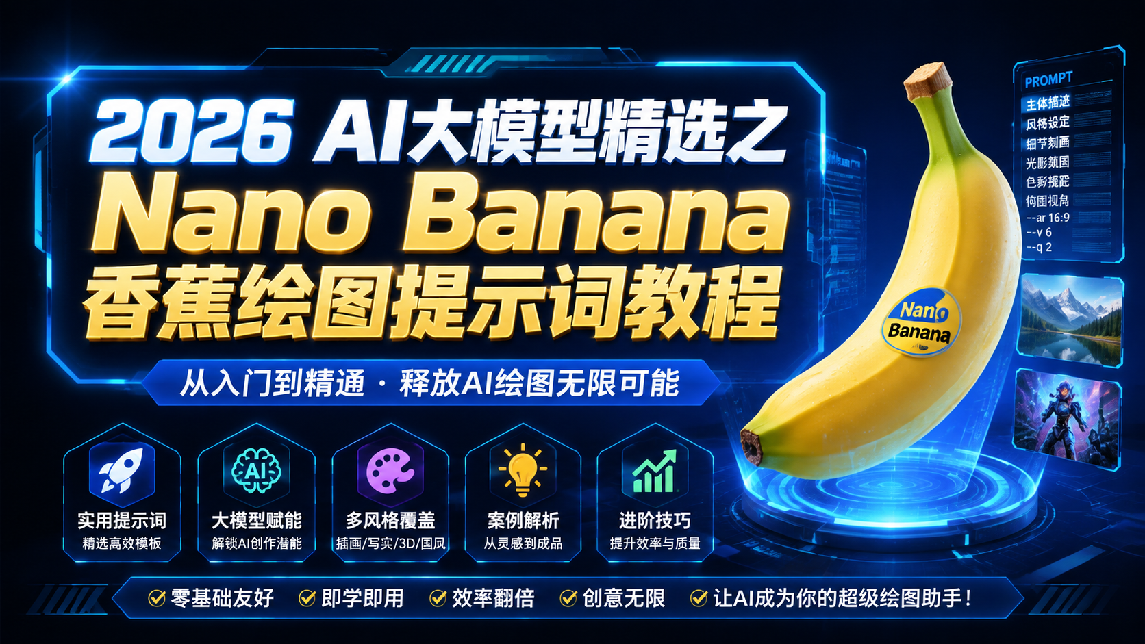 2026AI大模型精选之Nano Banana香蕉绘图提示词教程|shaocun资源站 - 你的知识成长补给站