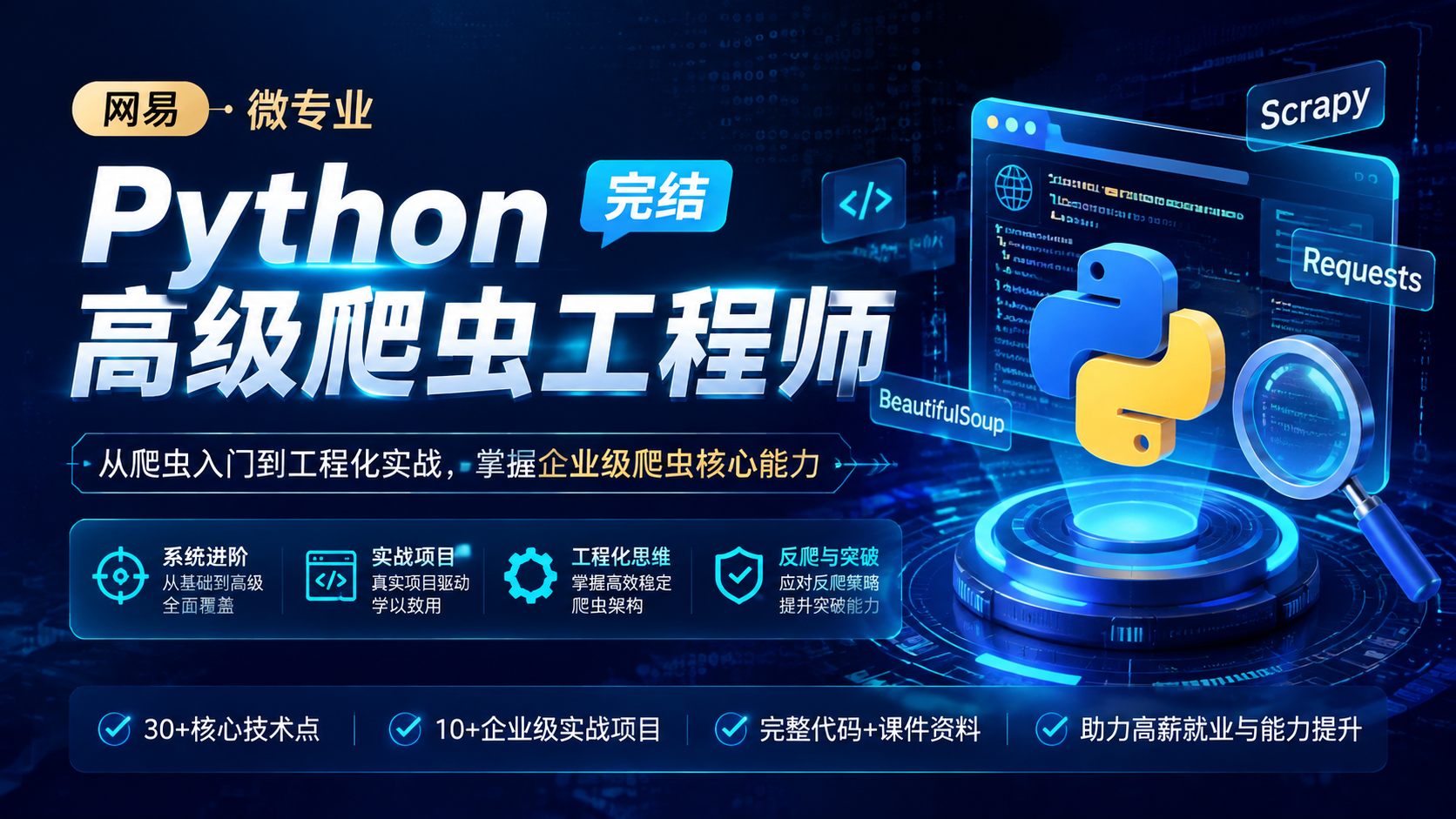 网易 微专业Python高级爬虫工程师【 完结】|shaocun资源站 - 你的知识成长补给站