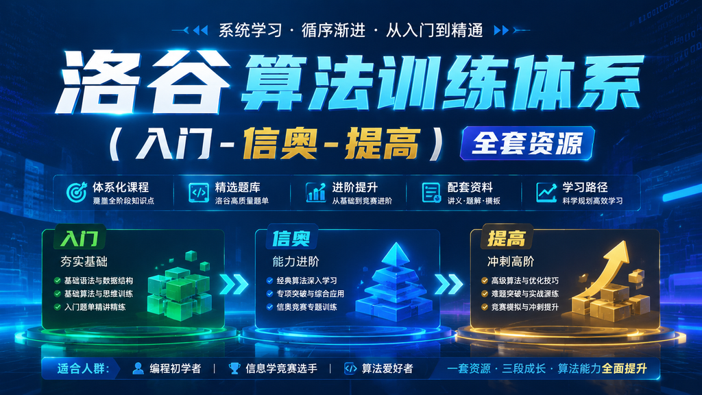 洛谷 算法训练体系（入门-信奥-提高）全套资源|shaocun资源站 - 你的知识成长补给站