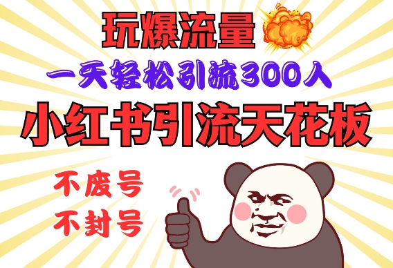 小红书引流天花板，玩爆流量，一天轻松引流300人，安全操作-shaocun资源站