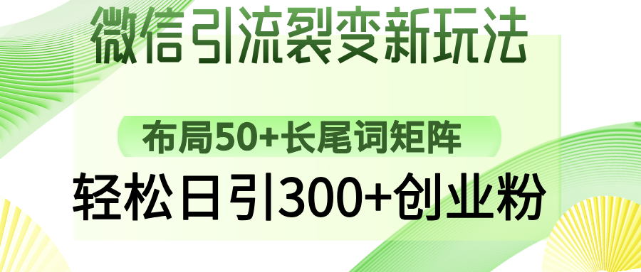 （14451期）微信引流裂变新玩法：布局50+长尾词矩阵，轻松日引300+创业粉-shaocun资源站