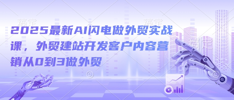 2025最新AI闪电做外贸实战课，外贸建站开发客户内容营销从0到3做外贸-shaocun资源站