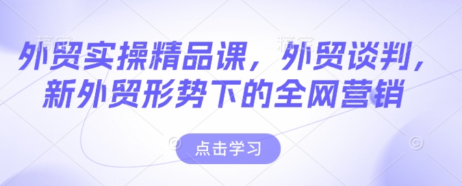 外贸实操精品课，外贸谈判，新外贸形势下的全网营销-shaocun资源站