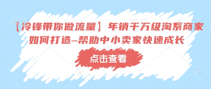 【冷锋带你做流量】年销千万级淘系商家如何打造–帮助中小卖家快速成长-shaocun资源站