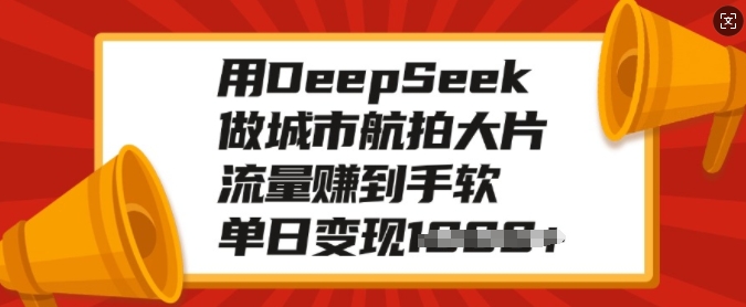 用DeepSeek做城市航拍大片，流量赚到手软，单日变现多张-shaocun资源站