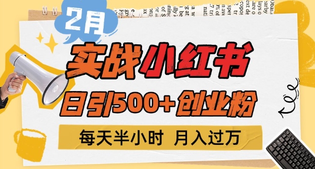 2月实战小红书日引500+创业粉，每天半小时，新手小白轻松变现1w+-shaocun资源站