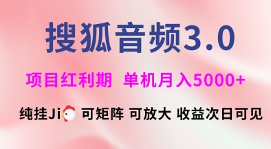 搜狐音频挂ji3.0.可矩阵可放大，独家技术，稳定月入5000+【揭秘】-shaocun资源站