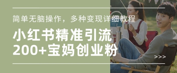 小红书混剪日引200+宝妈创业粉，简单无脑操作，多种变现详细教程-shaocun资源站