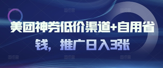 美团神券低价渠道+自用省钱，推广日入3张-shaocun资源站