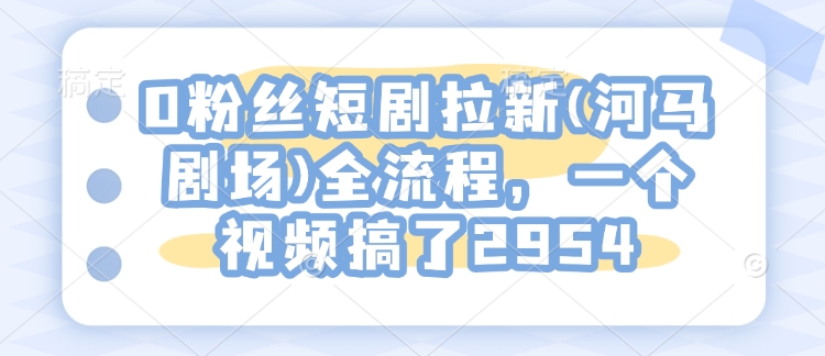 0粉丝短剧拉新(河马剧场)全流程，一个视频搞了2954-shaocun资源站