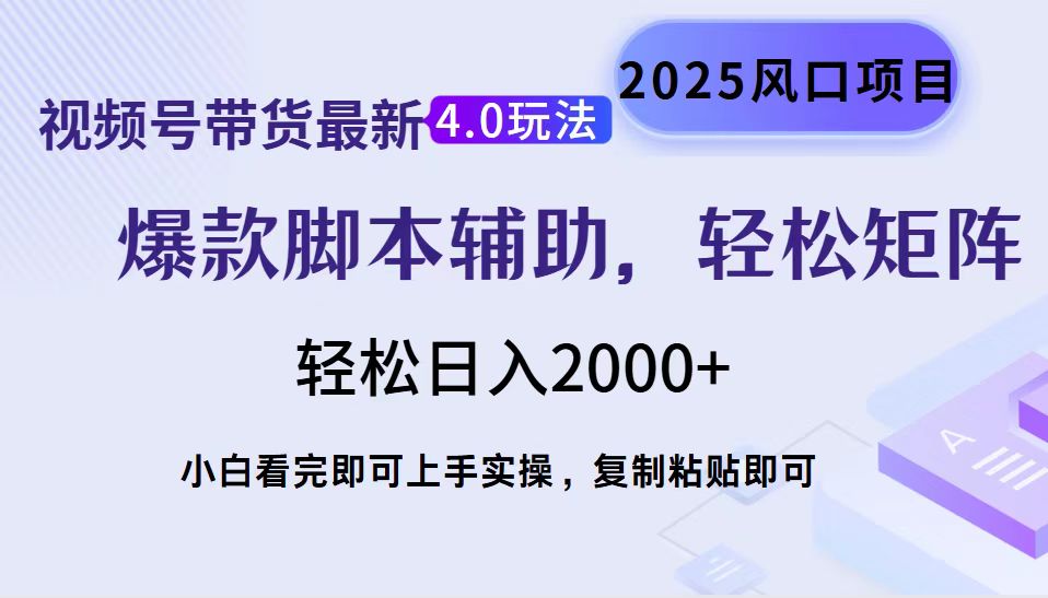 （14071期）视频号带货最新4.0玩法，作品制作简单，当天起号，复制粘贴，轻松矩阵…-shaocun资源站