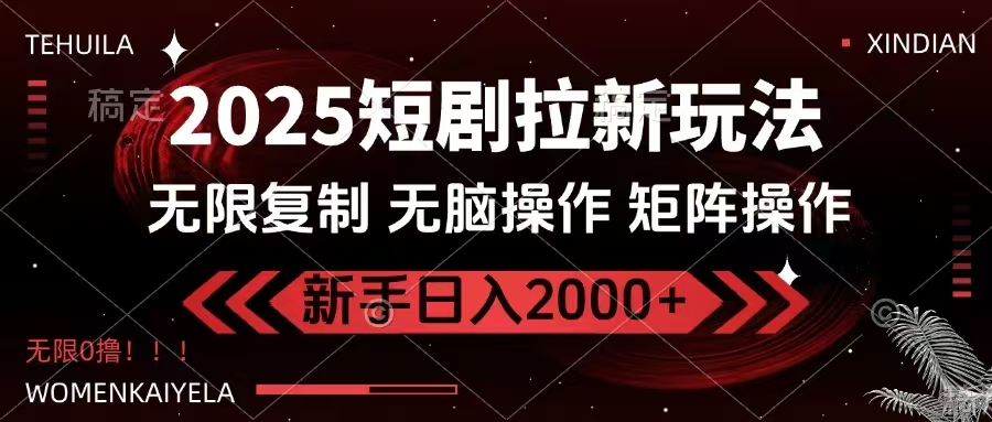 （14429期）2025短剧拉新玩法，无需注册登录，无限0撸，无脑批量操作日入2000+-shaocun资源站