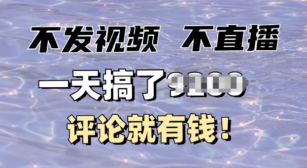 不发作品不直播，评论就有钱，一条最高10块，一天搞多张-shaocun资源站