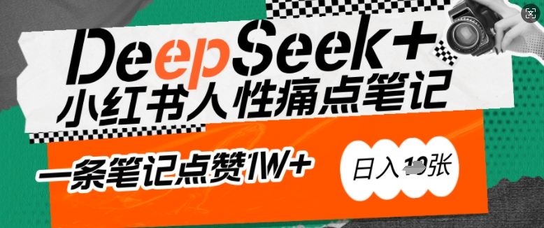AI赋能小红书爆款秘籍：用DeepSeek轻松抓人性痛点，小白也能写出点赞破万的吸金笔记，日入多张-shaocun资源站