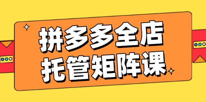 （14328期）拼多多全店托管矩阵课，盈利动销玩法，高效计划设置，提升店铺效益-shaocun资源站