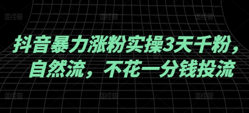 抖音暴力涨粉实操3天千粉，自然流，不花一分钱投流，实操经验分享-shaocun资源站