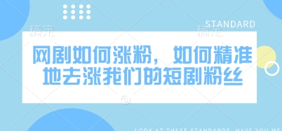 网剧如何涨粉，如何精准地去涨我们的短剧粉丝-shaocun资源站