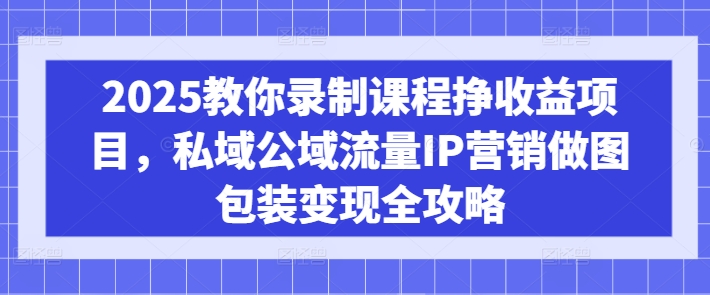 2025教你录制课程挣收益项目，私域公域流量IP营销做图包装变现全攻略-shaocun资源站