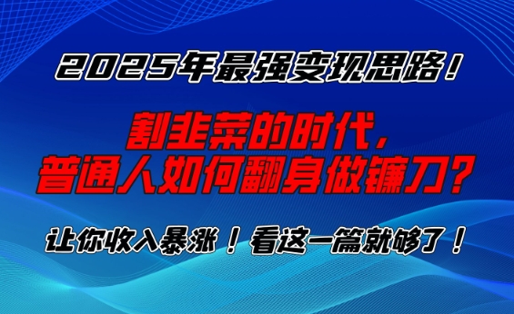 2025年最强变现思路，割韭菜的时代， 普通人如何翻身做镰刀？【揭秘】-shaocun资源站