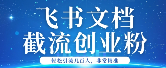 利用飞书文档截流创业粉轻松引流200+-shaocun资源站