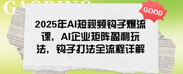 2025年AI短视频钩子爆流课，AI企业矩阵盈利玩法，钩子打法全流程详解-shaocun资源站