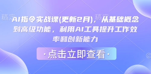 AI指令实战课(更新2月)，从基础概念到高级功能，利用AI工具提升工作效率和创新能力-shaocun资源站
