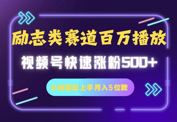励志类赛道也能百万播放，快速涨粉500+视频号变现月入5位数-shaocun资源站