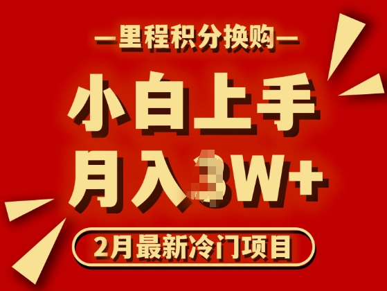 2月最新冷门项目，里程积分兑换机票项目，月入过W-shaocun资源站