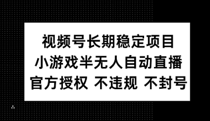 视频号长期稳定项目，小游戏半无人自动直播，官方授权 不违规 不封号-shaocun资源站