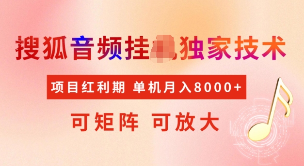 首发搜狐音频挂JI，项目红利期，可矩阵可放大，稳定月入5k【揭秘】-shaocun资源站