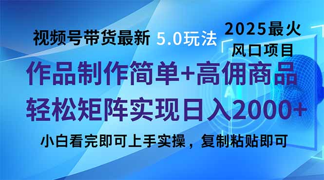（14191期）视频号带货最新5.0玩法，作品制作简单，当天起号，复制粘贴，轻松矩阵…-shaocun资源站