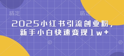 2025小红书引流创业粉，新手小白快速变现1w+-shaocun资源站