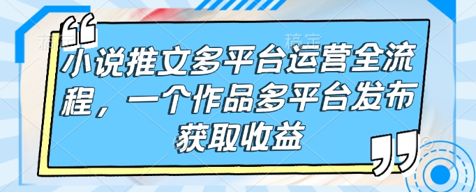 小说推文多平台运营全流程，一个作品多平台发布获取收益-shaocun资源站