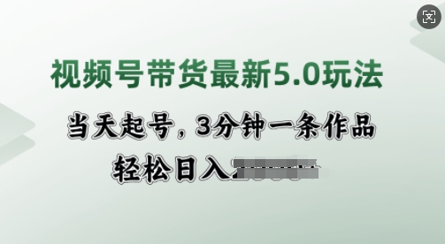 视频号带货最新5.0玩法，当天起号，3分钟一条作品，轻松日入多张-shaocun资源站