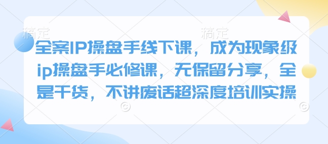 全案IP操盘手线下课，成为现象级ip操盘手必修课，无保留分享，全是干货，不讲废话超深度培训实操-shaocun资源站
