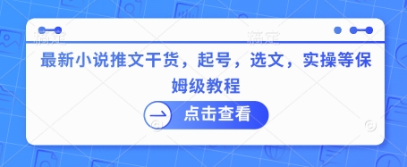 最新小说推文干货，起号，选文，实操等保姆级教程-shaocun资源站