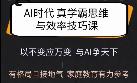 Ai时代真学霸思维与学习方法课，有格局且接地气，家庭教育有力参考-shaocun资源站
