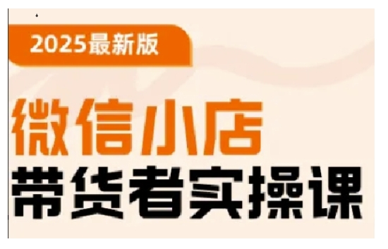2025最新版微信小店带货者实操课，基础操作到高级运营技巧，快速上手-shaocun资源站