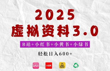 2025年B站+小红书+小黄书+小绿书组合新玩法，虚拟资料3.0打法，轻松日入多张-shaocun资源站