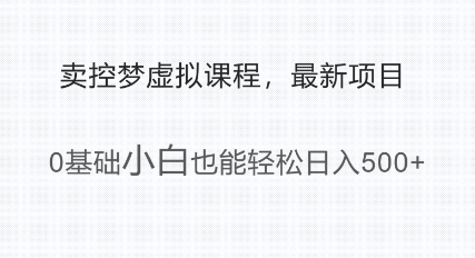 最新小众项目，利用人们猎奇的心理卖控梦虚拟课程，0基础小白也能轻松日入多张-shaocun资源站